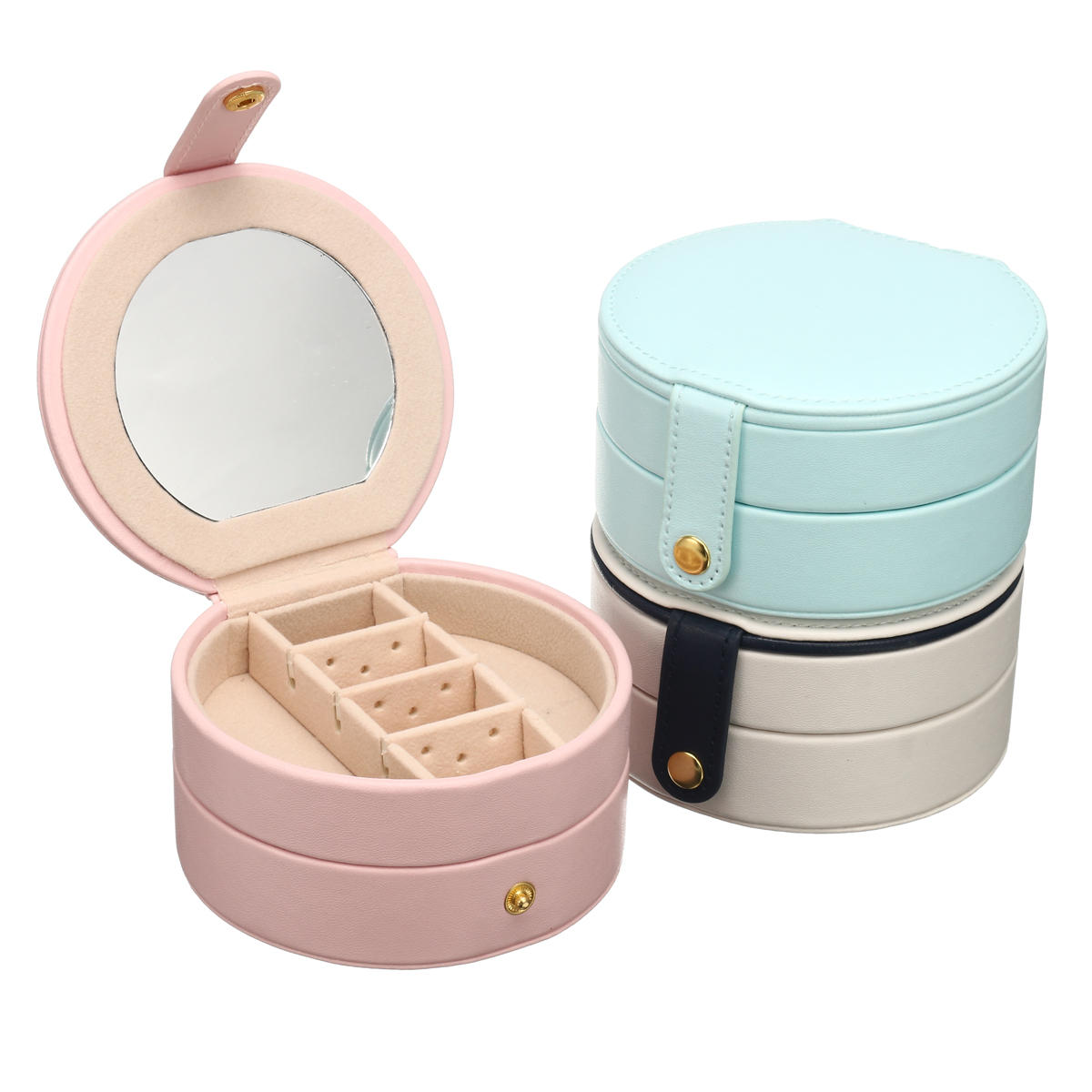 Portable Travel Round Multi-Layer Jewelry Box