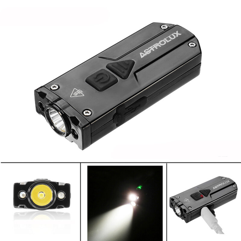 Astrolux K1 XP-G3 + 365nm UV + Rode LED 350LM Nieuw Driver USB roestvrij staal Mini LED Sleutelhange