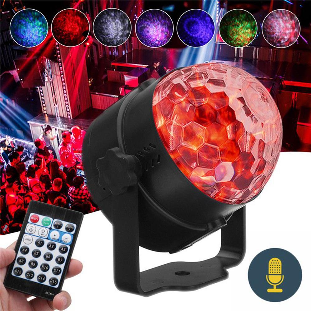 RGB ذاتية الدفع Flash الوضع التحكم عن بعد / صوت مراقبة LED المرحلة ضوء Crystal Ball DJ Part Disco Club