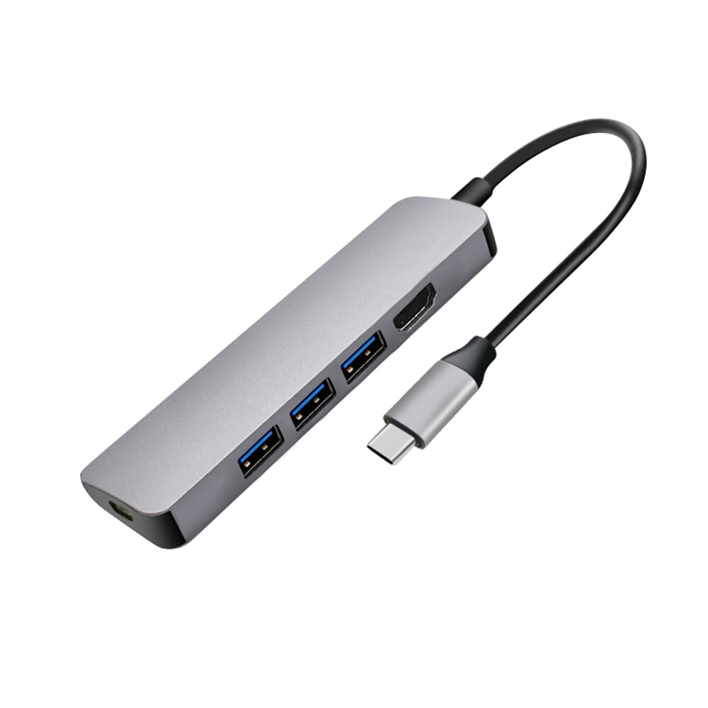 JULI 543A 5 in 1 USB 3.1 Type C Data HUB with 3*USB 3.0 4K HD PD Charging Docking Station for Tablet