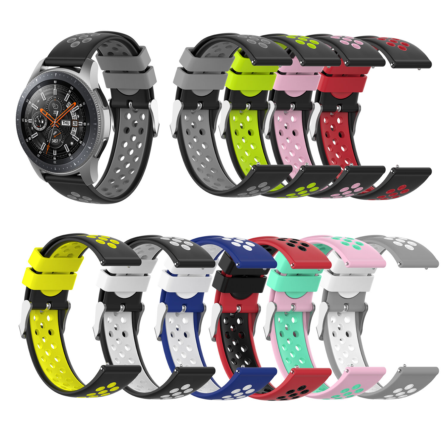 Bakeey Tweekleurige ademende waterdichte vervangende band Slimme horlogeband voor Samsung Galaxy Wat