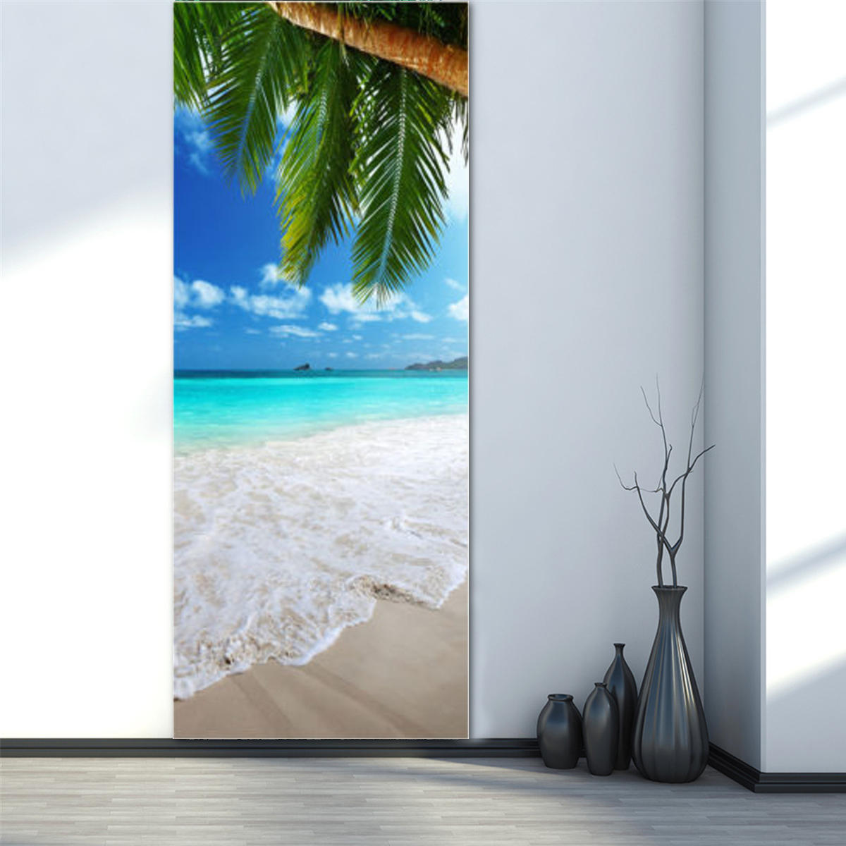 

3D Пляжный Двери Наклейка Холодильник Наклейки Росписи Дома Украшения Стены
