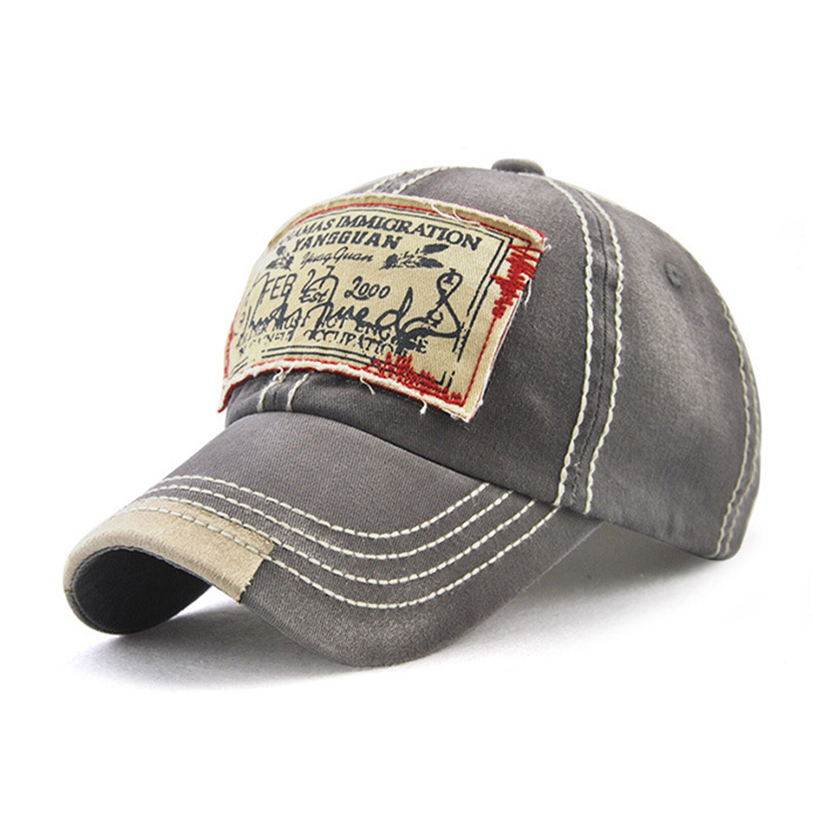 Menico Men Cotton Nostalgic Open Thread Stitching Outdoor Adjustable Sunshade Baseball Hat