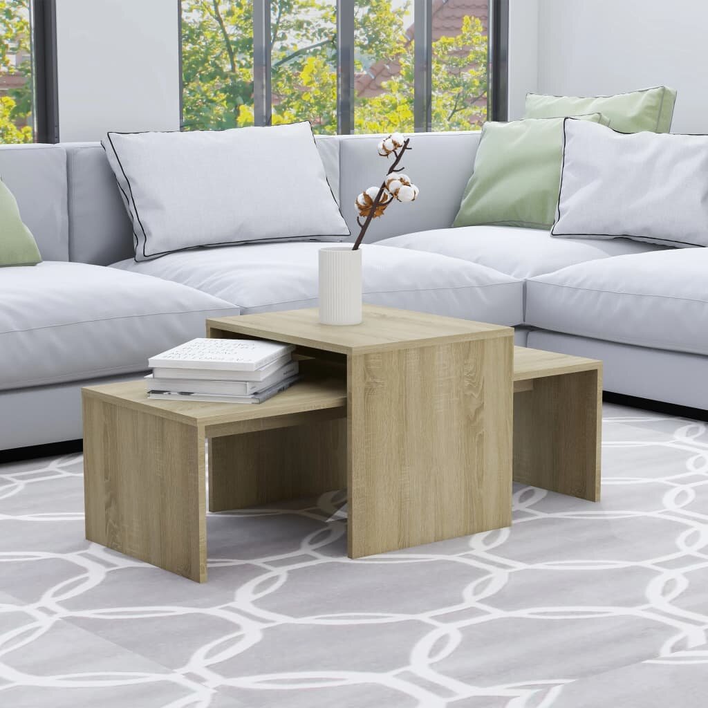 VidaXL Coffee Table Set Sonoma Oak 100x48x40 cm Chipboard for Home Office Living Room