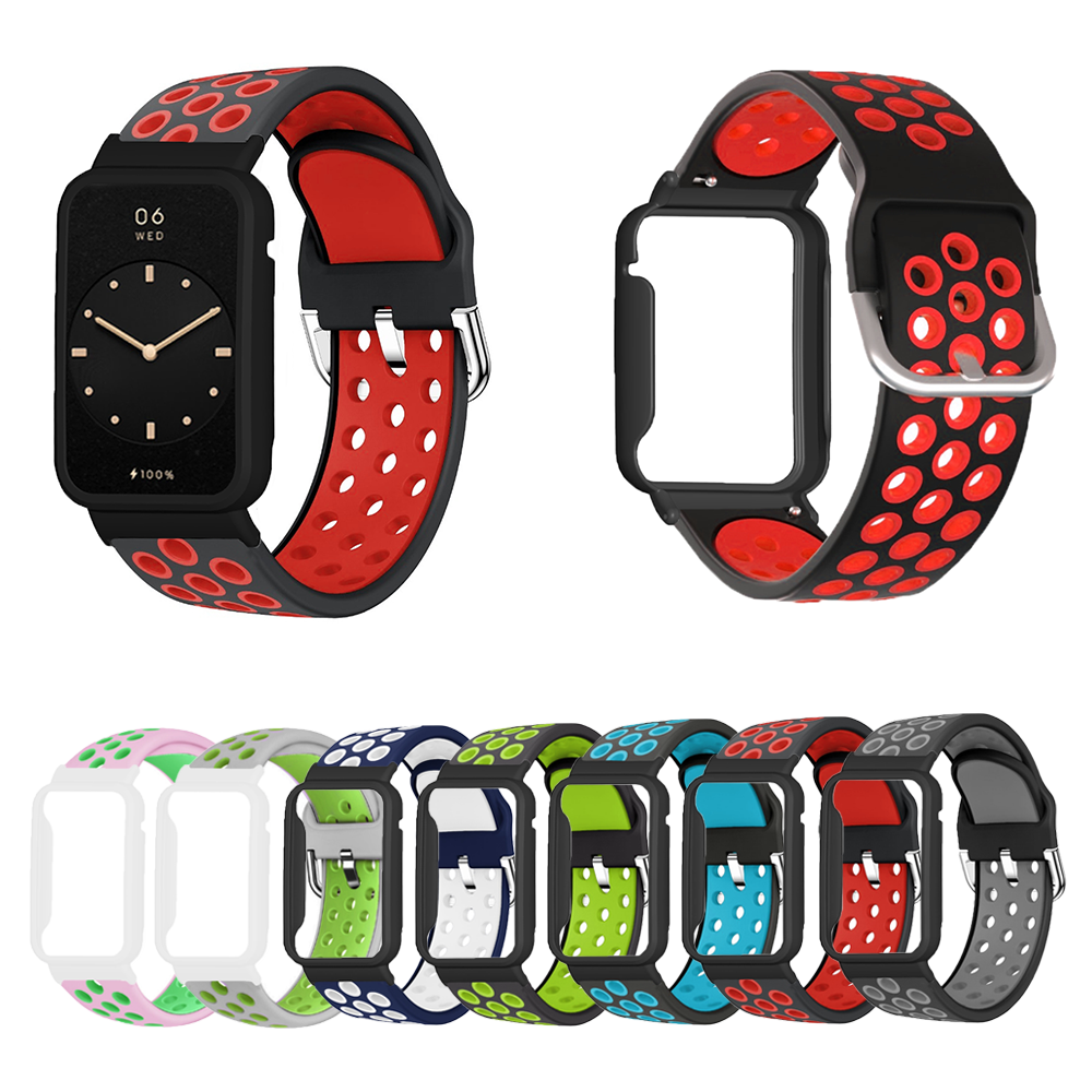 Tweekleurige Stomatale siliconenn Vervanging Band Smart Horloge Band Horloge Case Cover voor Xiaomi 