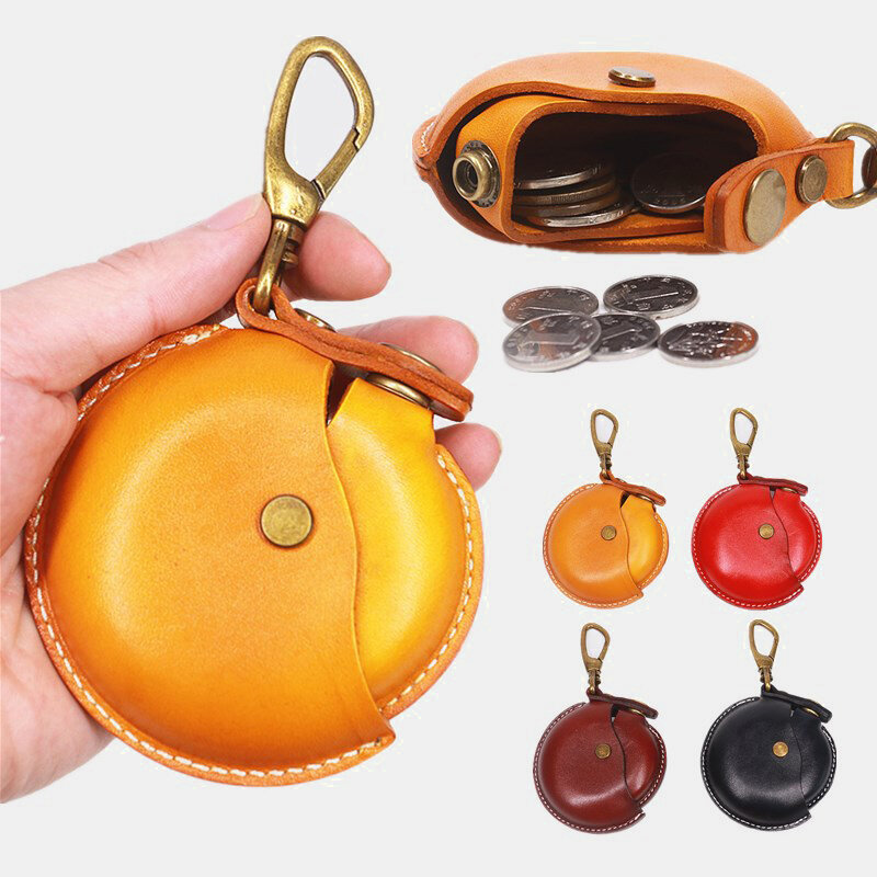 Unisex Genuine Leather Round Shape Creative Casual Coin Bag Storage Bag Wallet