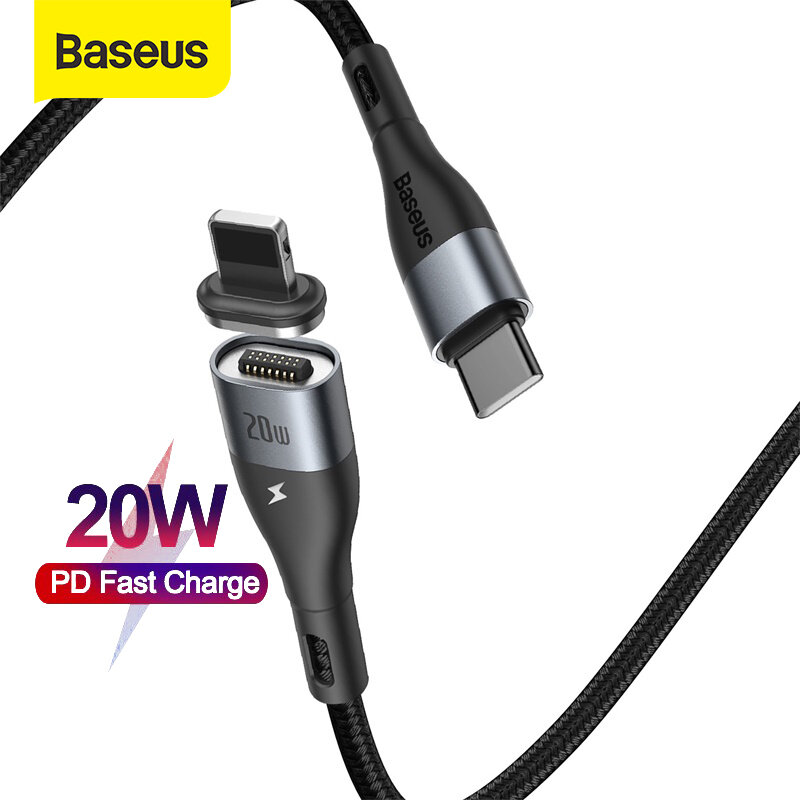 

Baseus 20W Zinc Magnetic USB-C to Lightning PD Cable Power Delivery Fast Charging Data Sync Cord Line Nylon Braided For