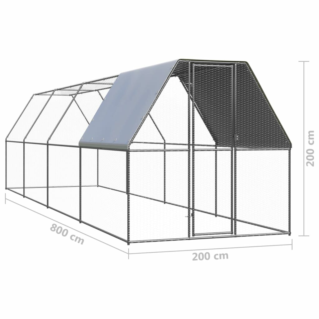 Outdoor Chicken Cage 6.6'x26.2'x6.6' Galvanized Steel