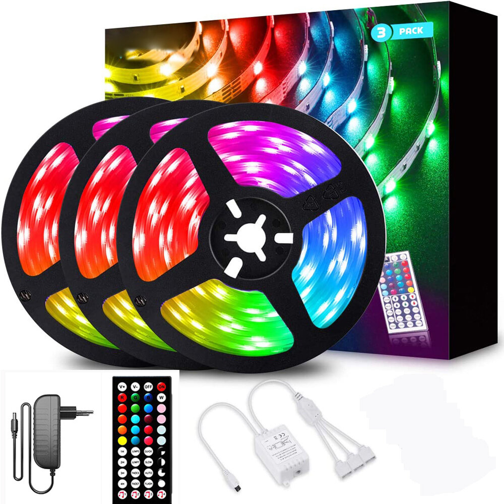 5M RGB 5050 SMD LED Light Strip Kit IP65 Waterproof Indoor and Outdoor Light Bar with Infrared Remot