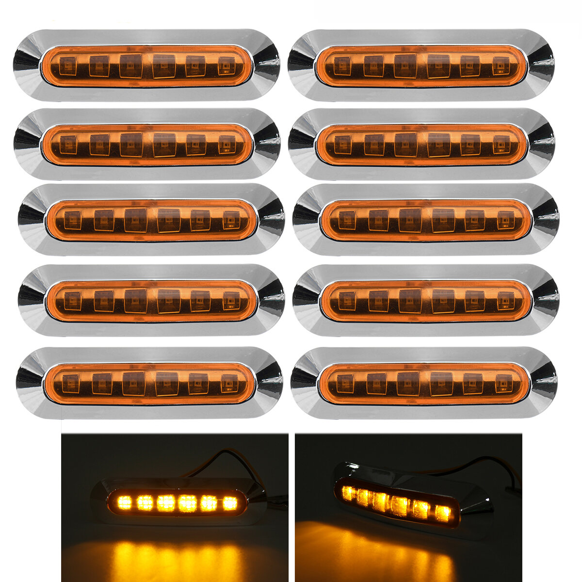 10 STKS 12 V 24 V 6 LED Zijmarkeringslichten Lamp Amber voor Truck Trailer Caravan Vrachtwagen Beste