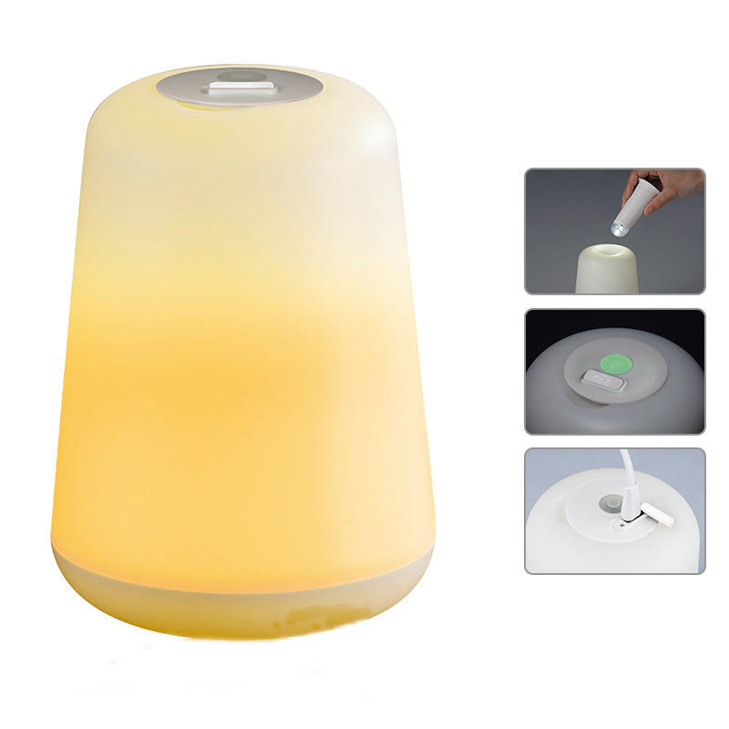 1W USB Night Light Bedside Lantern Plastic 60LM Dos modos cámping Lámpara Mesa de escritorio LED