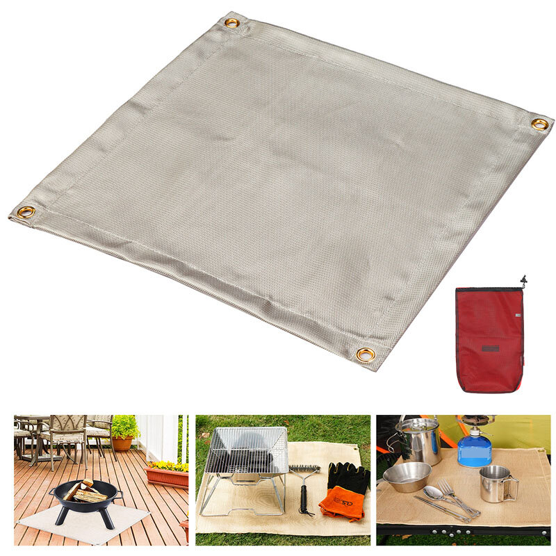Camping Fireproof Grill Mat Cloth Flame Retardant Ember Mat Blanket Heat Insulation Pad For Outdoors Barbecue
