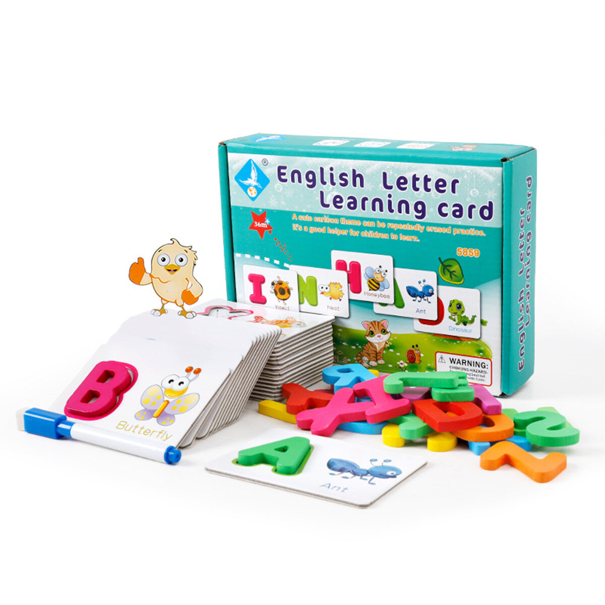 Puzzle Alphabet Spelling English Letters Animal Cards Educational Learning Toy for Kids Gift