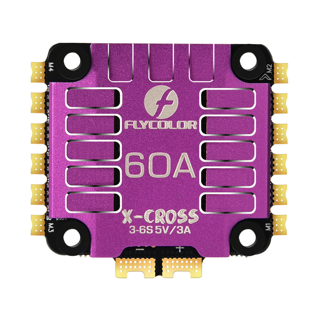 

Flycolor X-Cross 60A BLheli_32 3-6S 4in1 Brushless ESC w/ 5V BEC Output for RC Drone FPV Racing