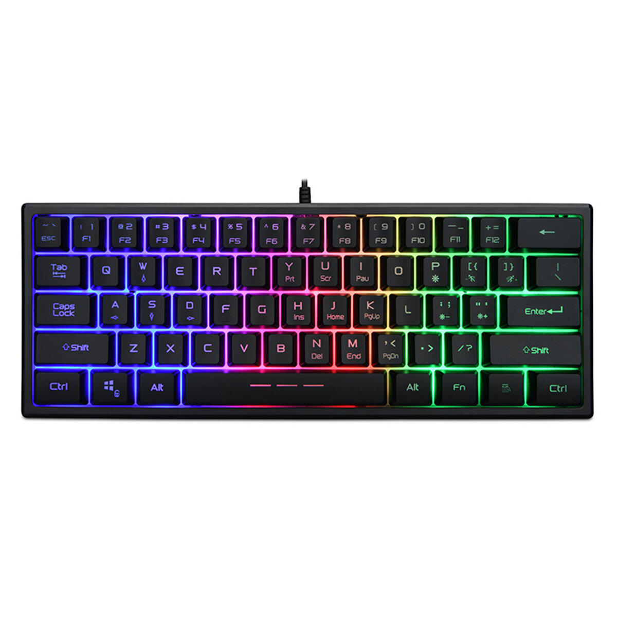 

61 клавиша Mini Gaming Клавиатура Проводная USB-подсветка RGB, светящаяся Механический Ощущение Клавиатура