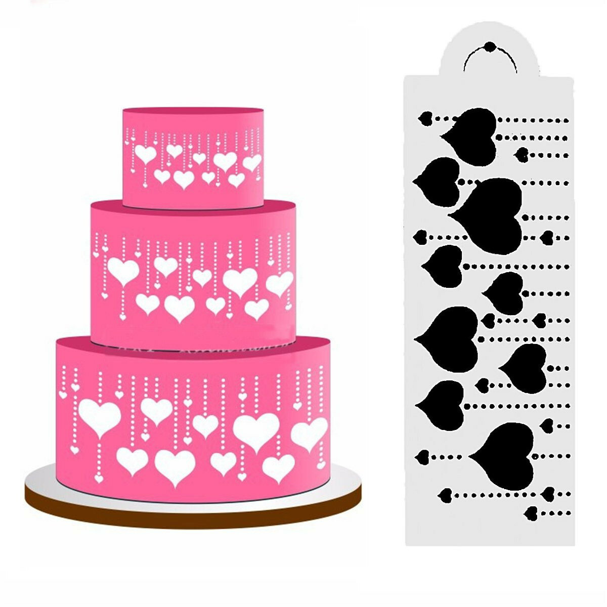 Heart Side Cake Stencil Fondant Ontwerper Decoratie Craft Cookie Baking Tool