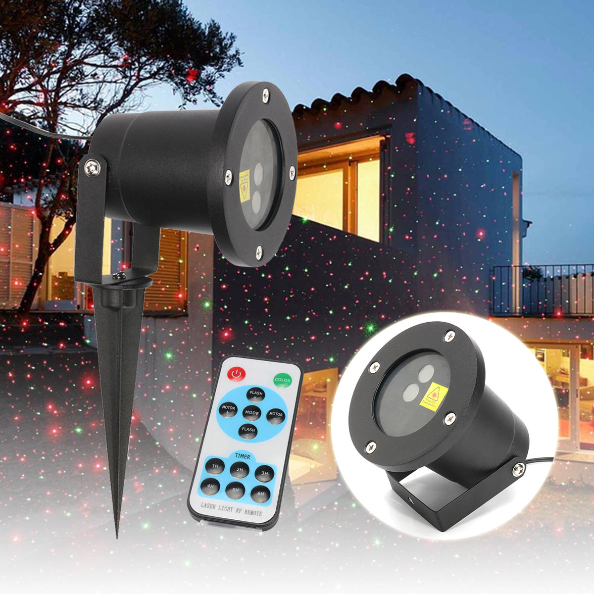 Christmas Star Projector Stage Light Waterproof R&G Laser LED Remote Control Outdoor Landscape Lamp Christmas Decoration