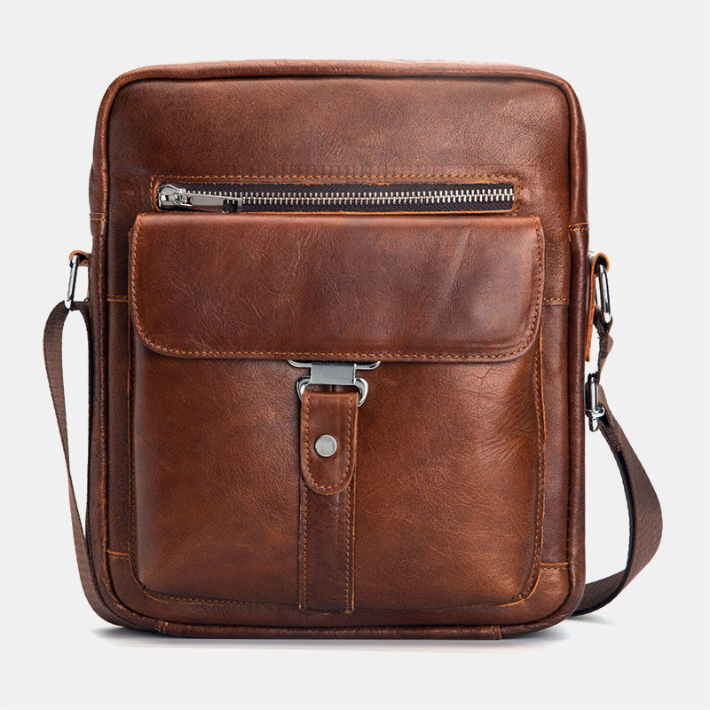 

Ekphero Men First Layer Cowhide Large Capacity Crossbody Bags Vintage Wear Resistant Back Anti-theft Pocket Shoulder Bag