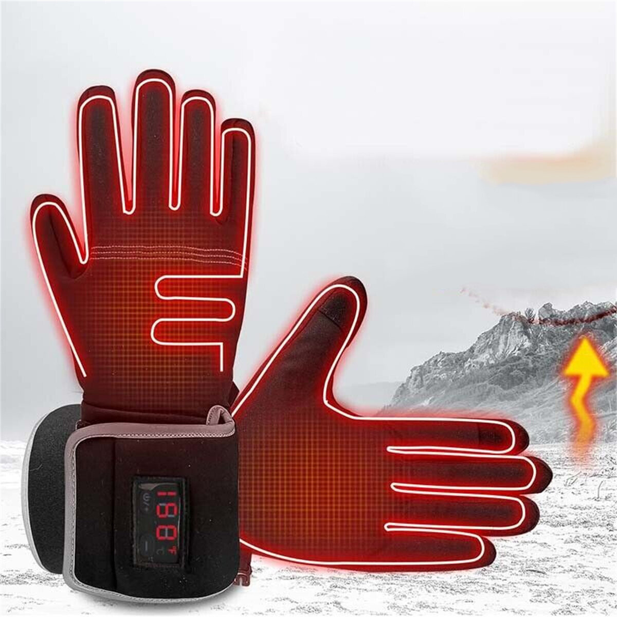 Electric Heated Gloves Rechargeable 2200mAh Waterproof Warm for Women Men with LED Temperature Display for Sports Outdoor Ski Motorcycle Hunting
