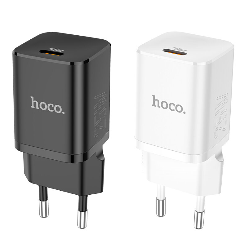 

HOCO N19 PD25W USB-C Charger USB-C PD3.0 QC3.0 FCP SCP Fast Charging Wall Charger Adapter EU Plug With USB-C to USB-C Ca