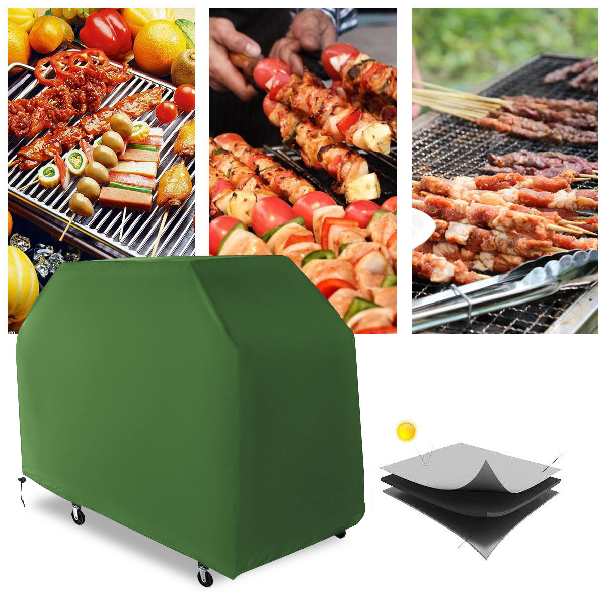150cm BBQ Grill Cover Waterdichte Barbecue Anti-stof Beschermer met Opbergtas Camping Picknick