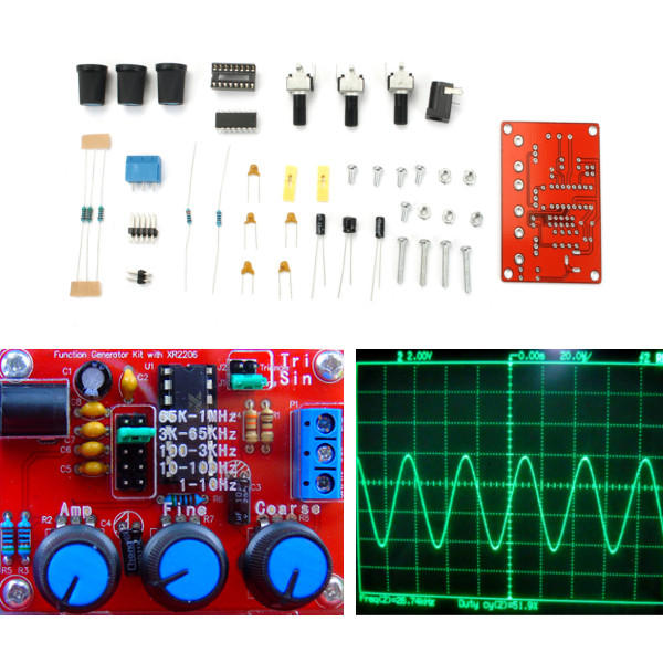 XR2206 Function Signal Generator DIY Kit Sine Triangle Square Output 1Hz-1MHz 
