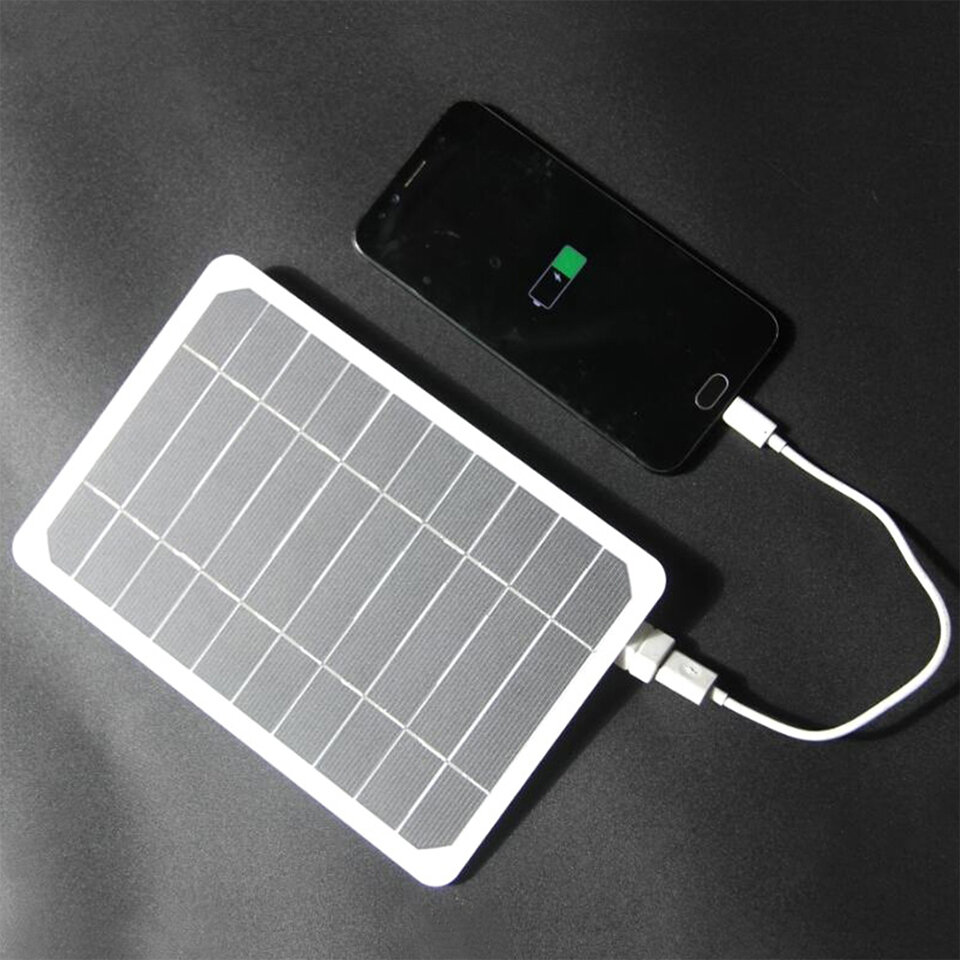 205*140MM 5V Ηλιακό πάνελ 5W υψηλής ισχύος για κινητό USB Solar Power Bank Μπαταρία ηλιακός φορτιστής Camping