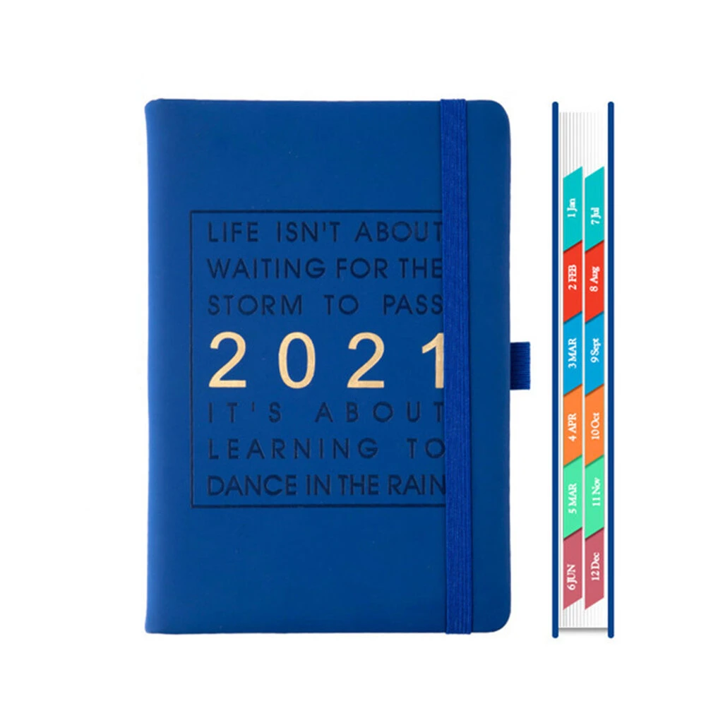A5 Agenda 2021 planner Notebook Jan Dec English Language 164 Sheet PU Leather Soft Cover School Planner Business Schedule Journal