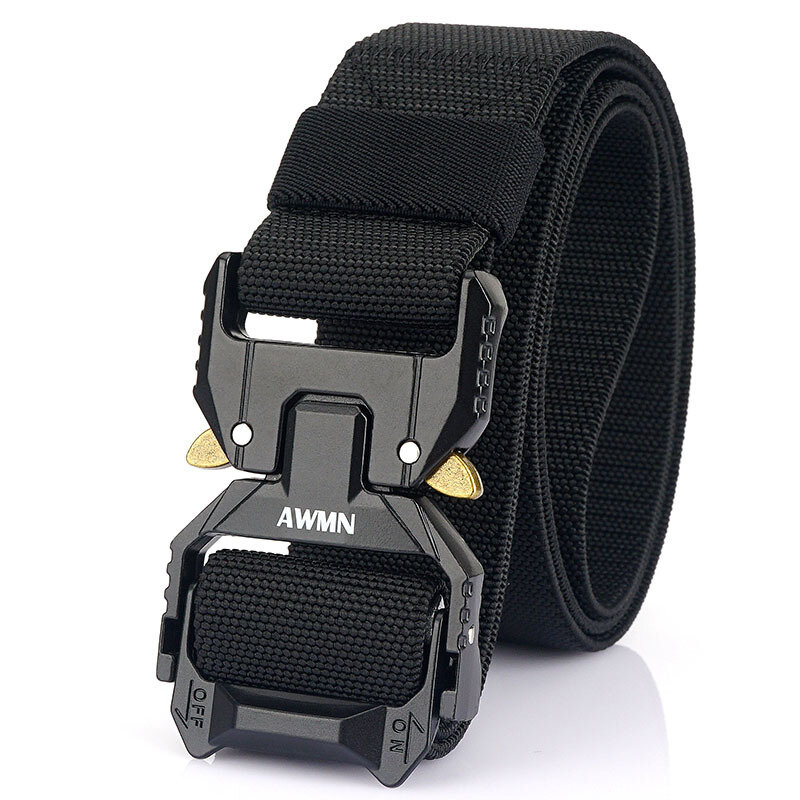 AWMN 2021 New 125cm Tactical Belt Military Webbing Heavy-Duty Quick-Release Buckle Belt Camping Hunt