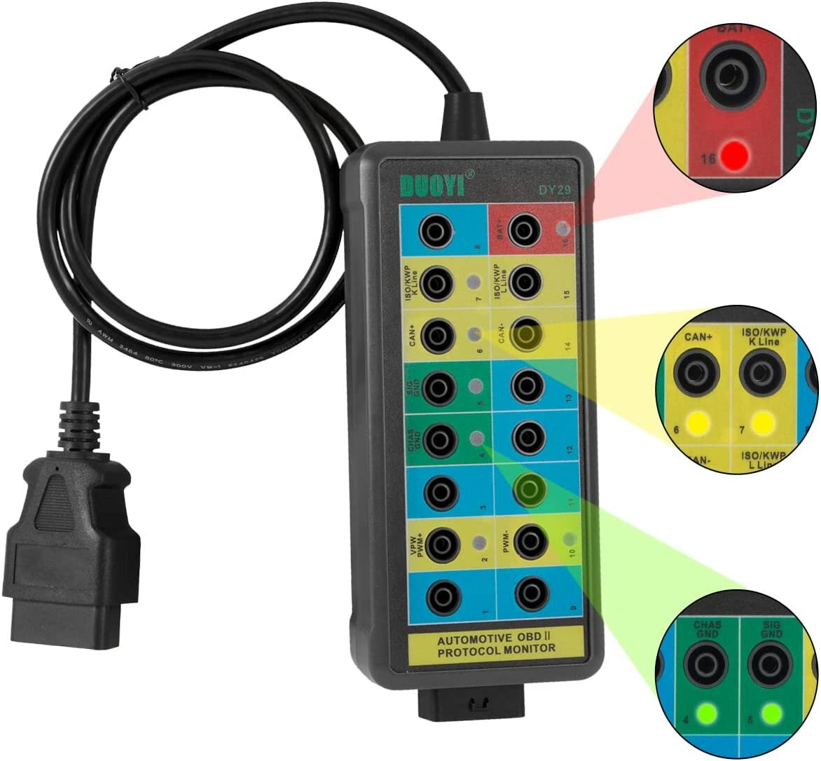 DY29 Automotive OBD Interface Diagnostic Protocol Detector Detects Diagnostic Signal Detector