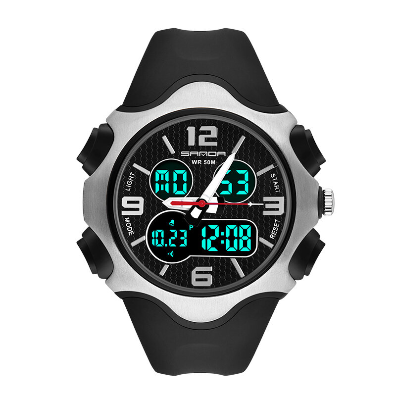 SANDA 799 Fashion 12/24 hours Stopwatch Timing Luminous Display Waterproof Men Dual Display Digital 