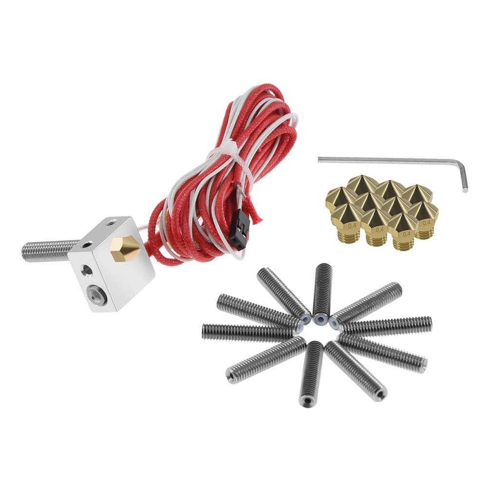 

TWO TREES® MK8 Extrusion Head + 10x 30mm Teflon Throat + 10x 0.4mm Nozzle for 3D Printer