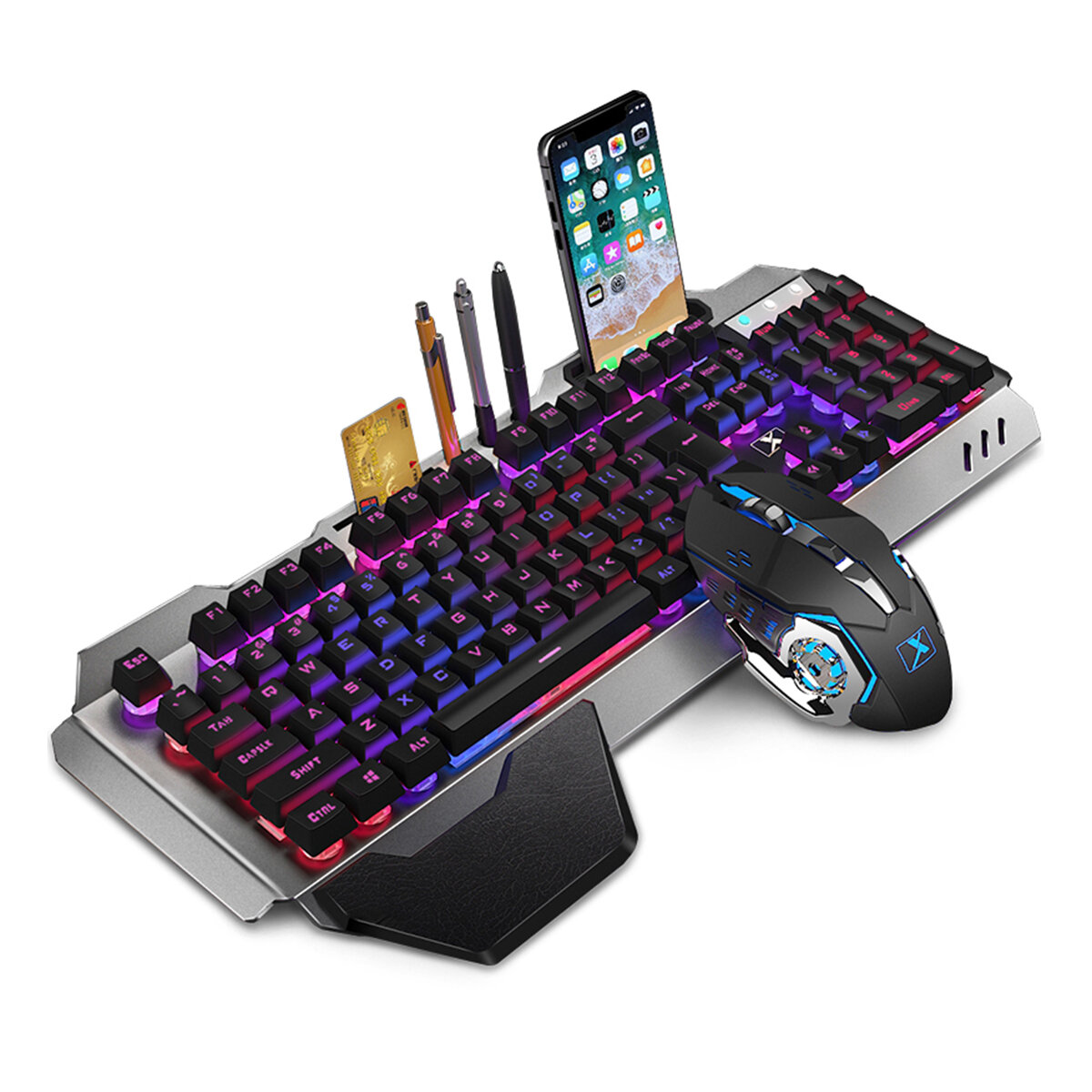 K680 2.4G Wireless Gaming Keyboard & Mouse Set Rechargeable RGB Breathing Backlit Gaming Keyboard 24