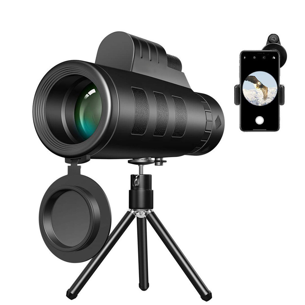 50X60 Zoom HD BAK4 Optik Büyük Sight Monoküler Telefon Gözlem Anket Kampçılık Teleskop + Cep Telefonu Klip + Tripod