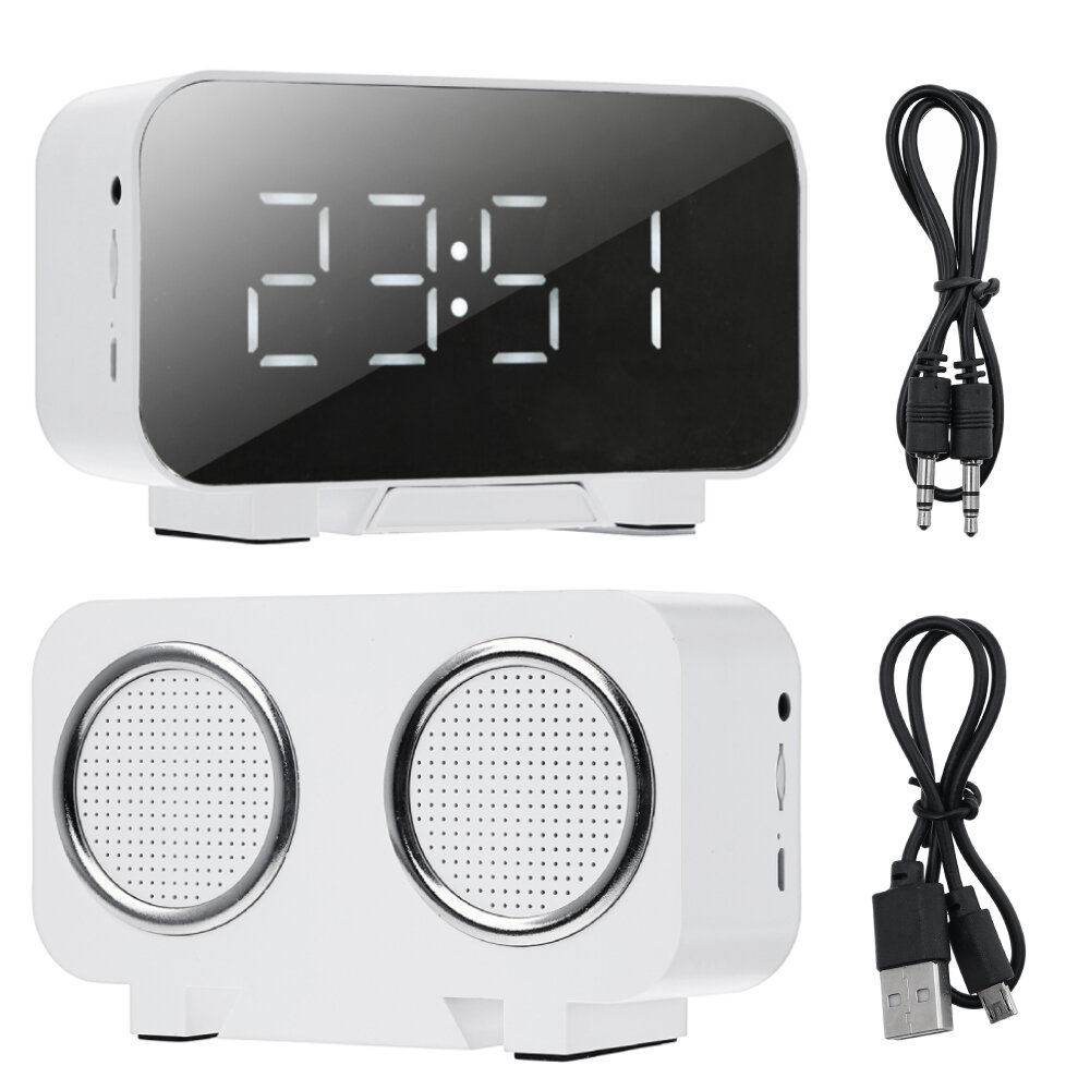 Multifunctional bluetooth 5.1 Subwoofer Speaker with Alarm Clock Mirror Clock Temperature Display Br