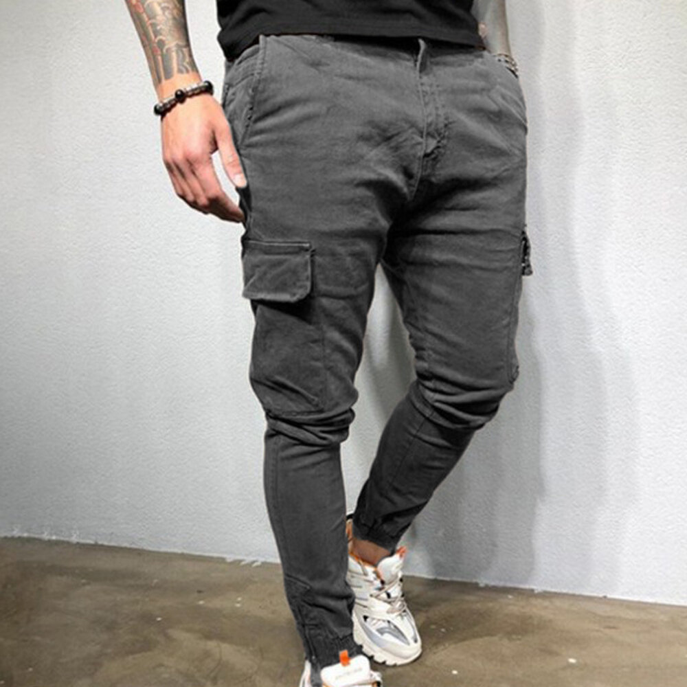 Men Tactical Pants Casual Joggers Sport Trousers Loose Comfortable Multi-Pocket Pants Outdoor Hiking