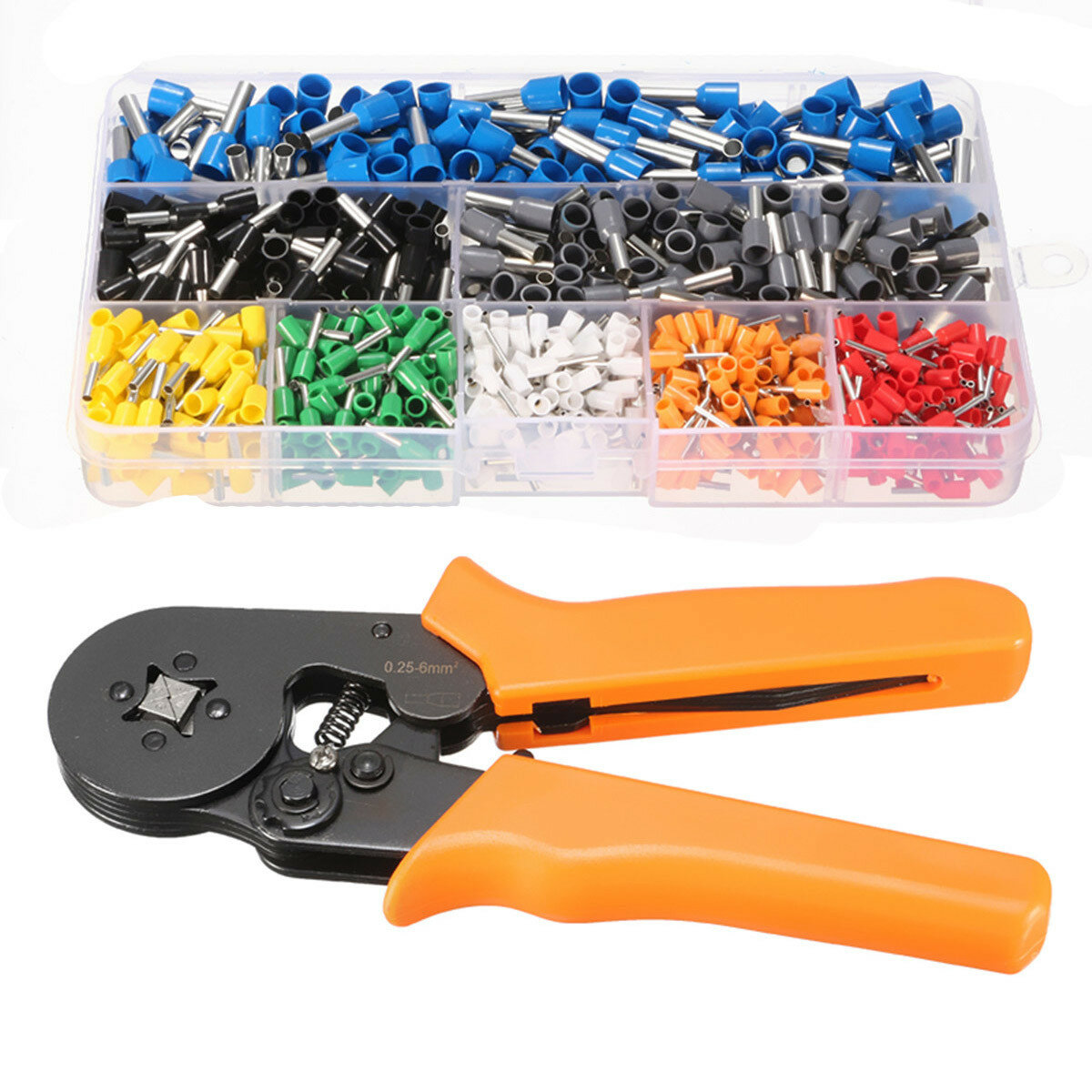 DANIU 23AWG to 10AWG Self Adjusting Ratcheting Ferrule Crimper Plier Tool with 800pcs Connector Terminal
