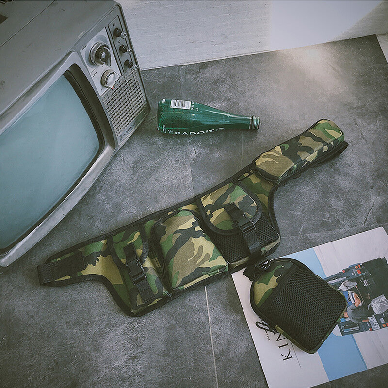 Unisex Hiphop Stijl Camouflage Street Fashion Outdoor Multi-pocket Bullet Bag Heuptas Borstzak