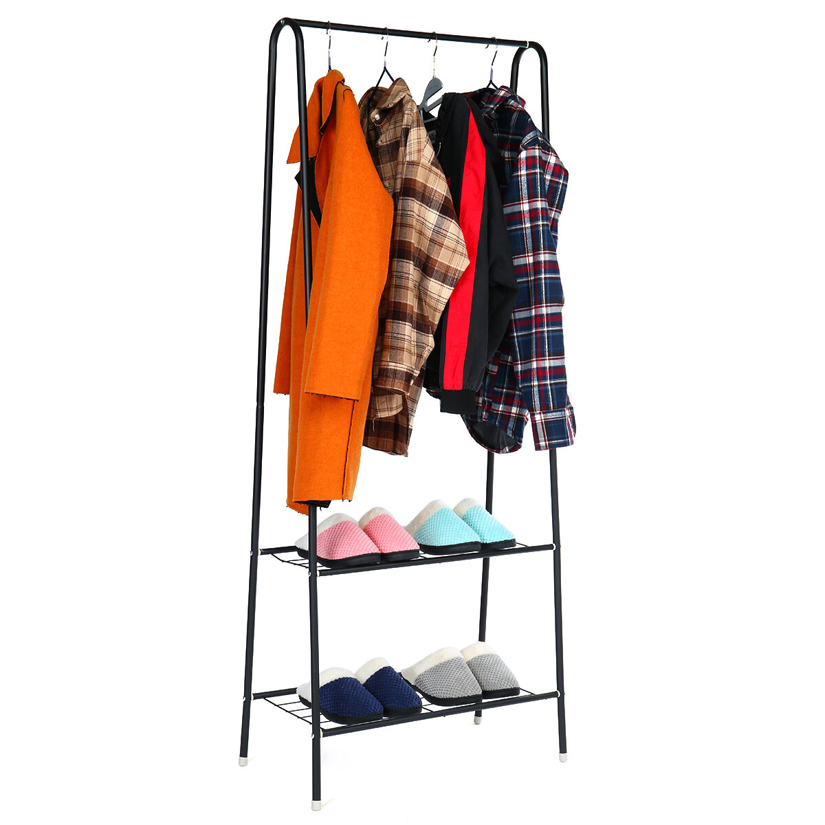 Floor Clothes Rack Mobile Clothes Tree Rack Bedroom Shoes Storage Stand Simple Indoor Household Clot