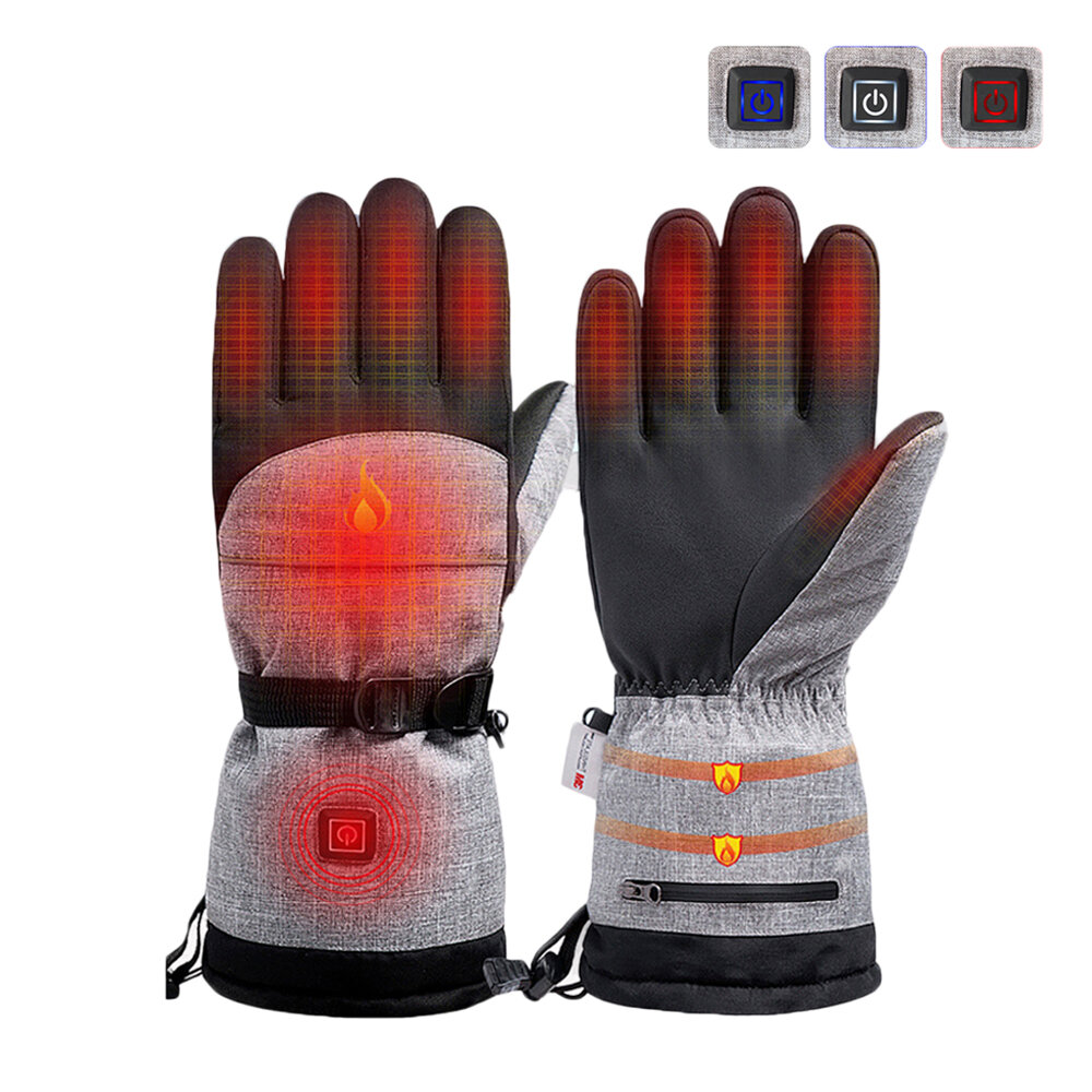 

3-Modes Control Winter Electric Heated Gloves Outdoor Thermal Warm Gloves Waterproof Battery Powered For Skiing Cycling