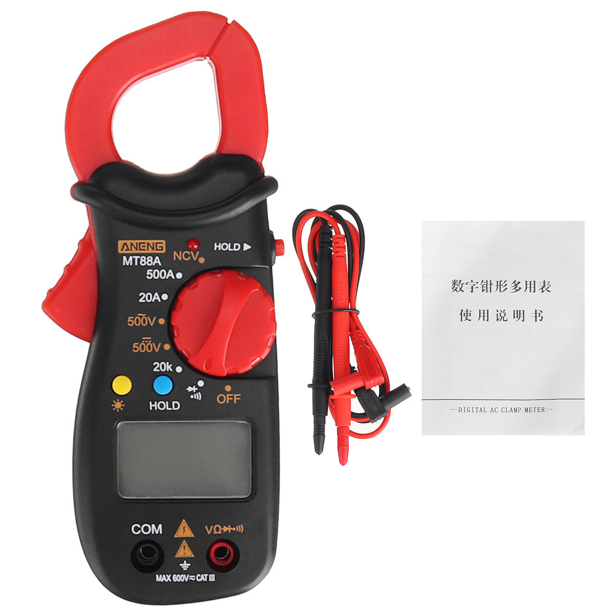

ANENG MT88A Digital Clamp Meter Multimeter DC/AC Voltage AC Current Tester Frequency Capacitance NCV Tester Measuring To