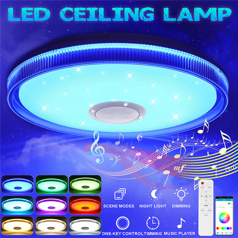 bluetooth WiFi LED RGB Music Ceiling Lamp+Remote Control for Kitchen Bedroom Bathroom 85-265V/220V/110-220V