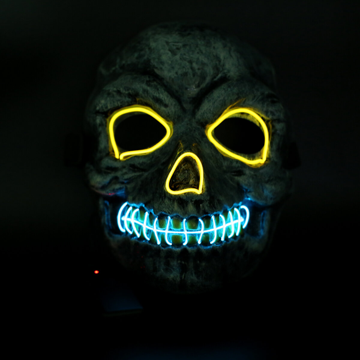 Two-color glowing led illuminated skull mask scary halloween costume party props cosplay mask for festival