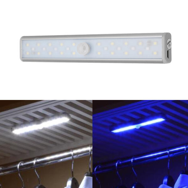 

ARILUX® Portable 20 White LED & 8 UV LED USB Rechargeable PIR Motion Sensor Cabinet Night Light