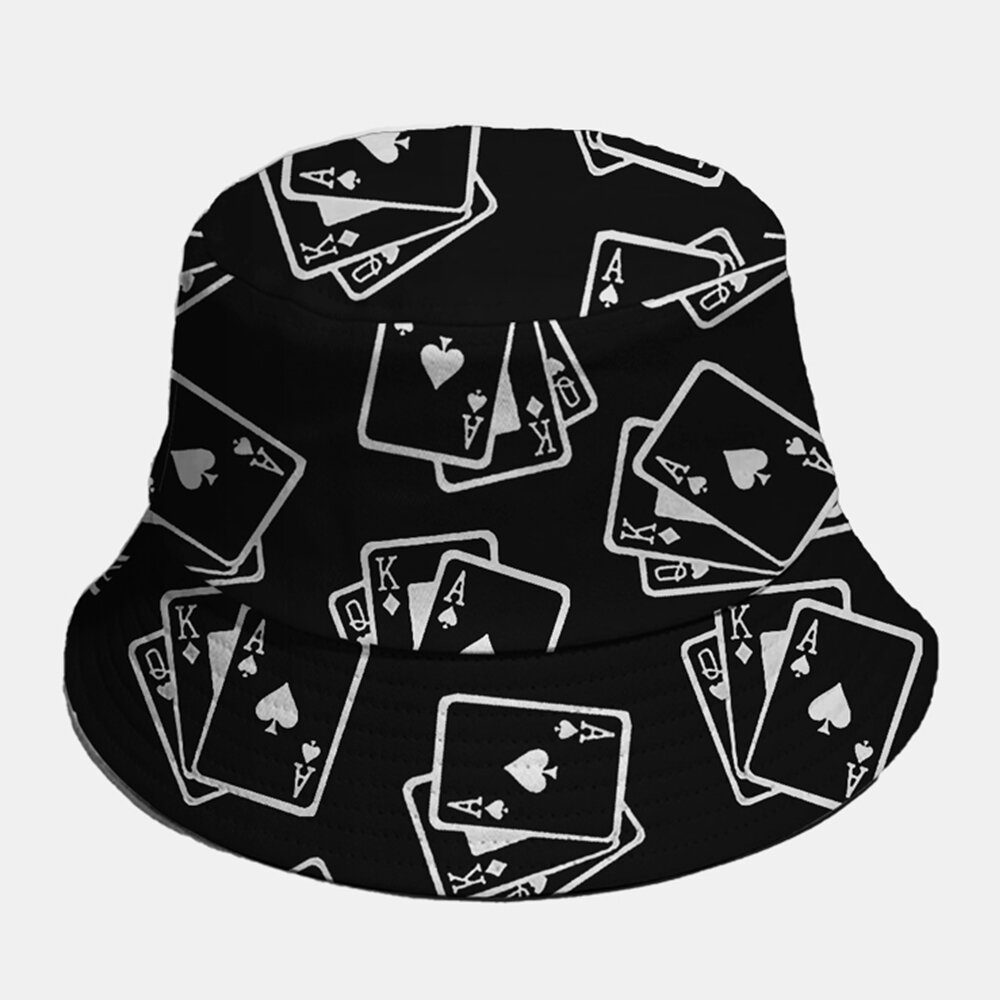 

Unisex Cotton Solid Color Poker Picture Element Fashion Casual Bucket Hat