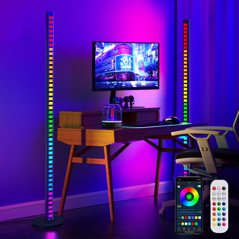 Bluetooth LED Floor Lamp RGBIC Music Synchronized Turn Corner Floor Lamp APP Remote Control Bedroom Game Room Party Deco
