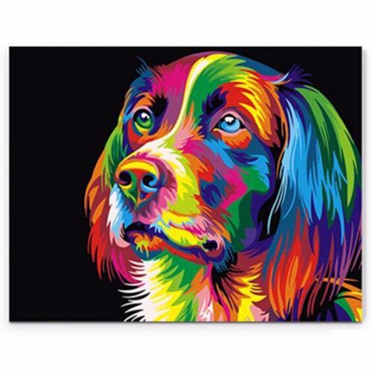 50x40CM Kleurrijke Puppy Hond Kleine Dier Huisdier DIY Zelf Handwerk Verf Set Home Decor Houten Ingelijst