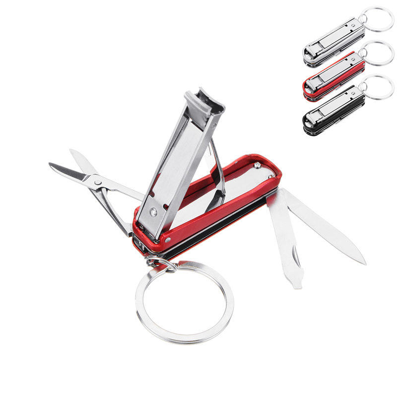 IPRee? 3Cr13 Stainless Steel 5 in 1 EDC Tools Nail Clipper File Screw Driver Scissor Keychain