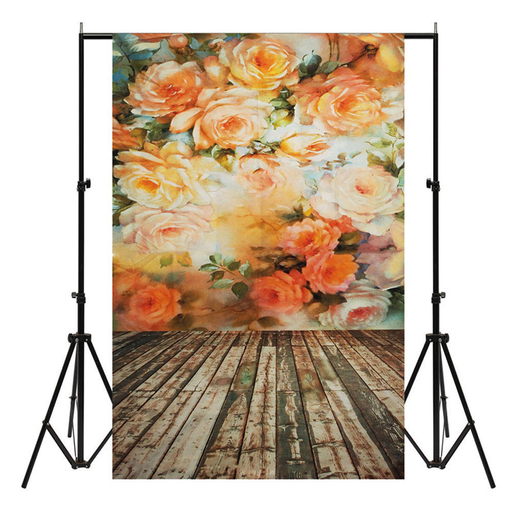 3x5FT Flower Wall Wood Floor Photography Backdrop Studio Prop Background