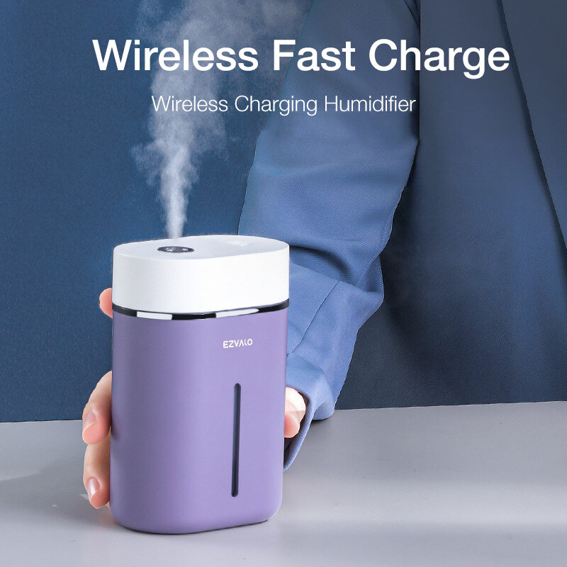 EZVALO Desktop Wireless Charging bluetooth 5.0 Speaker Humidifier 10W MAX Fast Charge for Office Bedroom Home